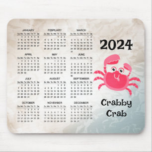 Alfombrilla De Ratón Crabby Crab Design 2024 Calendar Mouse Pad