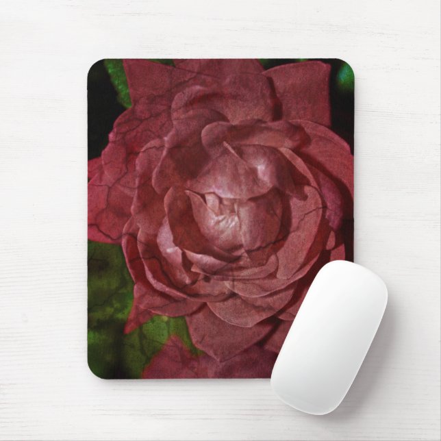 Alfombrilla De Ratón Cracked Red Rose by Shirley Taylor (Con ratón)