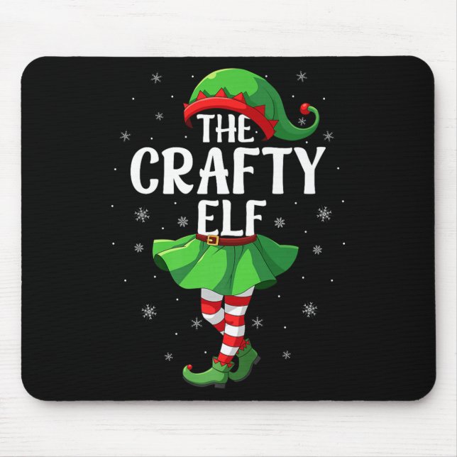 Alfombrilla De Ratón Crafty Elf Christmas Girls Women Elf Squad Xmas Fa (Frente)