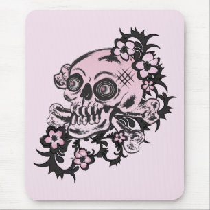 Alfombrilla De Ratón Cráneo de tatuajes rosados