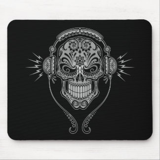 Alfombrilla De Ratón Cráneo del azúcar de DJ - negro