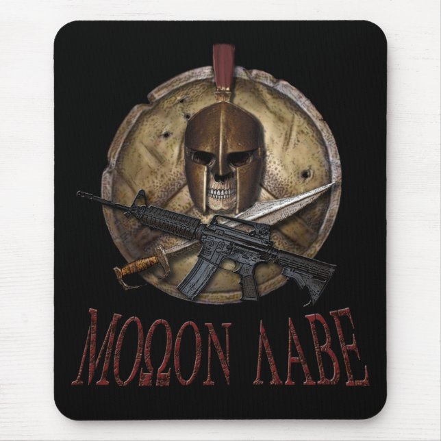 Alfombrilla De Ratón Cráneo espartano de Molon Labe con M-4 Mousepad (Frente)