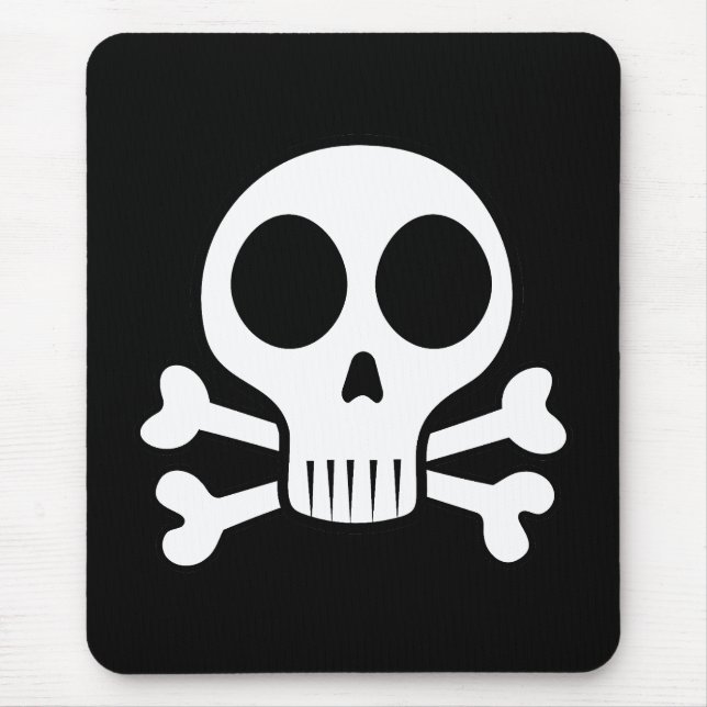 Alfombrilla De Ratón cráneo espeluznante sobre un fondo negro (Frente)