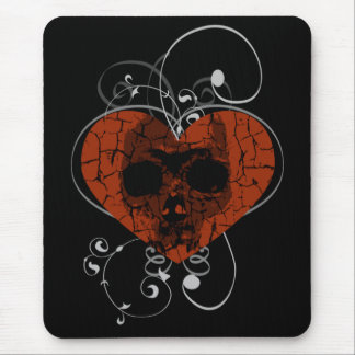 Alfombrilla De Ratón Cráneo gótico del corazón quebrado del Grunge
