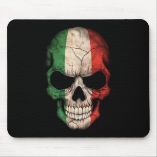 Alfombrilla De Ratón Cráneo italiano de la bandera en negro