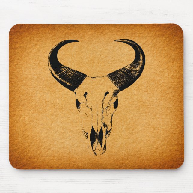 Alfombrilla De Ratón Cráneo occidental rústico Mousepad de Bull (Frente)