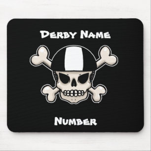 Alfombrilla De Ratón Cráneo y bandera pirata de Derby del rodillo