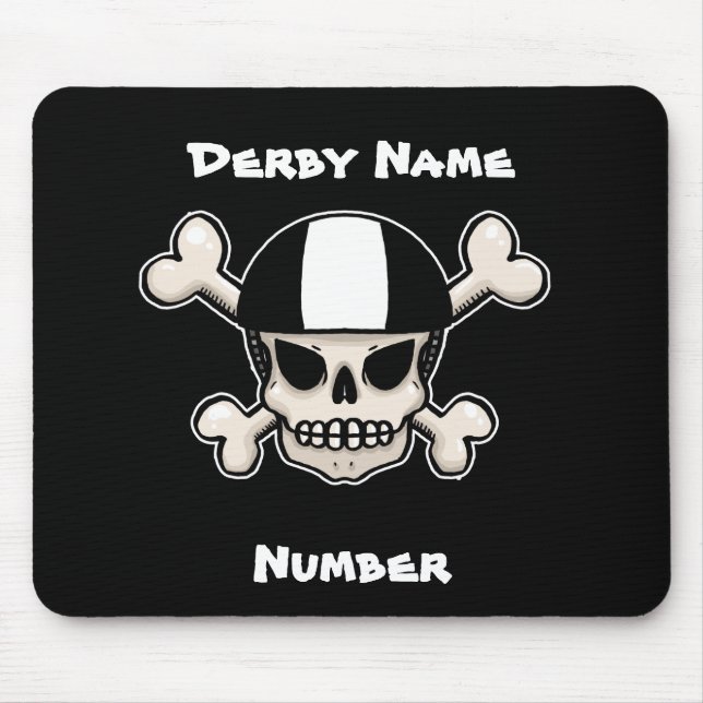Alfombrilla De Ratón Cráneo y bandera pirata de Derby del rodillo (Frente)