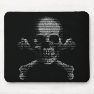 Alfombrilla De Ratón Cráneo y bandera pirata del pirata informático