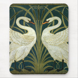 Alfombrilla De Ratón Crane's Art Nouveau Swans