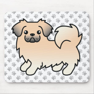 Alfombrilla De Ratón Cream Sable Tibetano Cartoon Perro y Papas