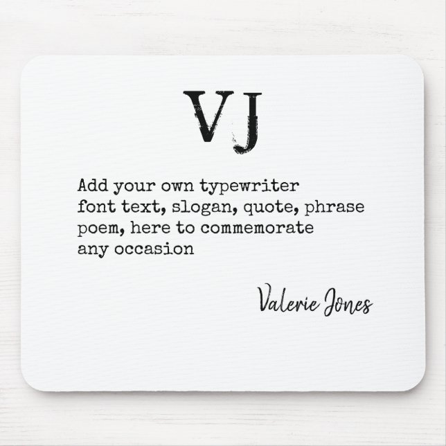 Alfombrilla De Ratón Crear propia máquina de escribir fuente monograma  (Frente)