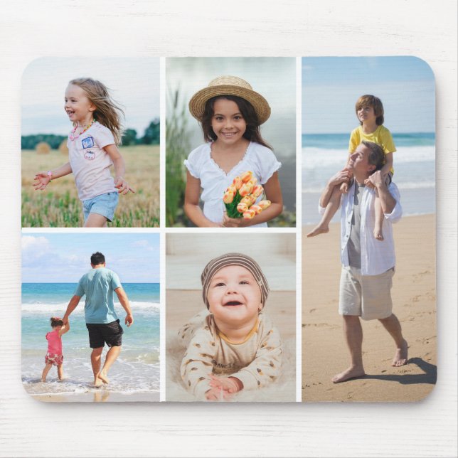 Alfombrilla De Ratón Crear su propio Collage de fotos de 5 (Frente)