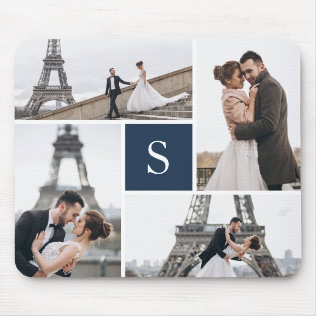 Alfombrilla De Ratón Crear su propio Collage de fotos monogramado de 4 (Frente)