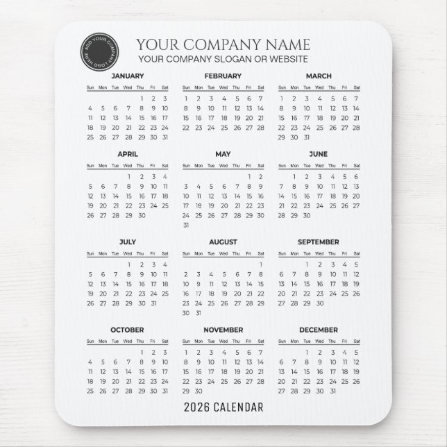 Alfombrilla De Ratón Create Your Own 2026 Company Calendar | Mousepad (Frente)