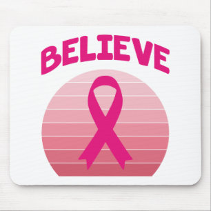 Alfombrilla De Ratón Cree en la cinta rosa retro
