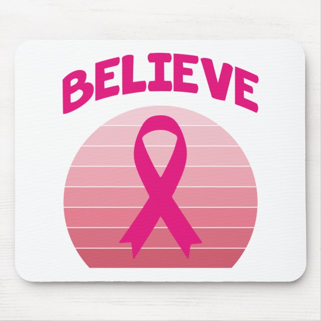 Alfombrilla De Ratón Cree en la cinta rosa retro (Frente)