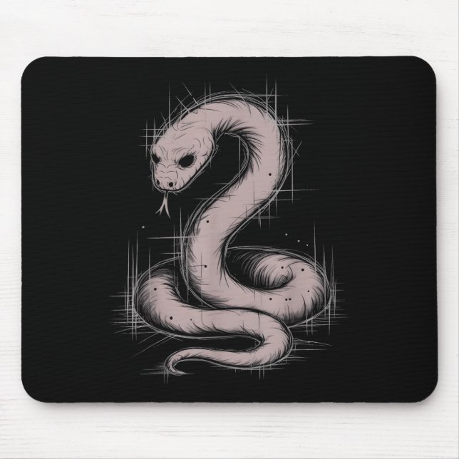 Alfombrilla De Ratón Creepy Cute Goth Python Horror Snake Sketch Alt Ng (Frente)