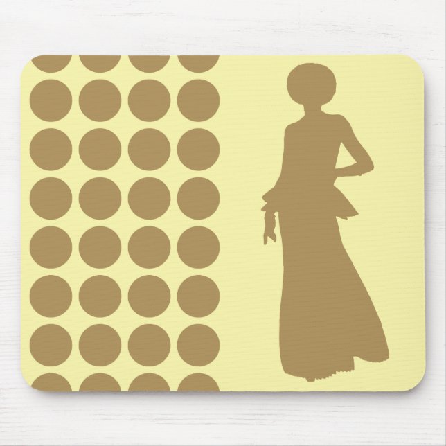 Alfombrilla De Ratón Crema de teca puntos neutrales Silhouette de moda (Frente)