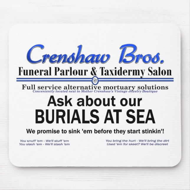 Alfombrilla De Ratón Crenshaw Bros Entierro En Sea Promo Merch (Frente)