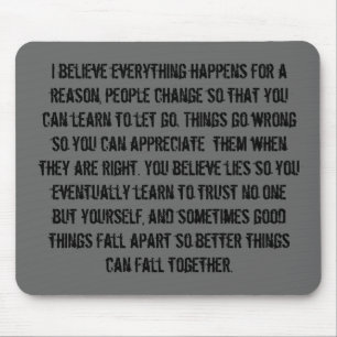 Alfombrilla De Ratón Creo que todo sucede por una razón, peop…