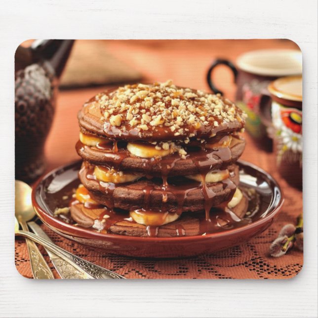 Alfombrilla De Ratón Crepes del chocolate con los plátanos y el (Frente)