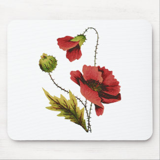 Alfombrilla De Ratón Crewel Embroidery Red Poppy