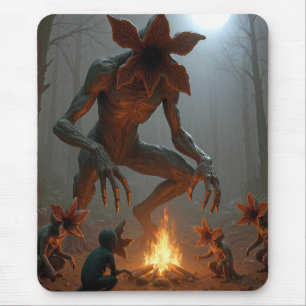 Alfombrilla De Ratón Criaturas Demogorgon alrededor de una fogata