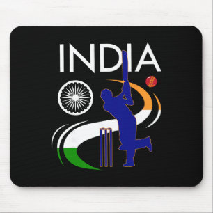 Alfombrilla De Ratón Cricket India con trazo de pincel de la bandera in