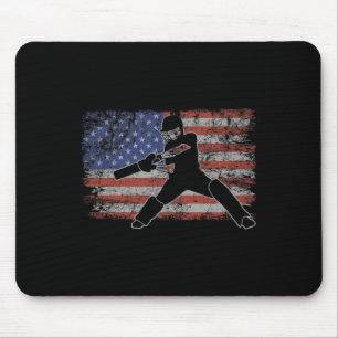 Alfombrilla De Ratón Cricket Retro Bandera De Usa Jugador De Cricket 4 