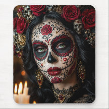Crimson Rose Calavera – Elegante Día de Muertos