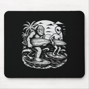 Alfombrilla De Ratón Criptid divertido Bigfoot Alien Surfing Ufo Playa