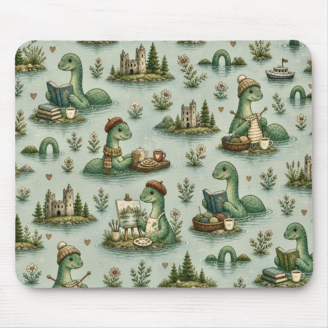 Alfombrilla De Ratón Criptídeos Acogedores Nessie Monstruo del Lago Nes (Frente)