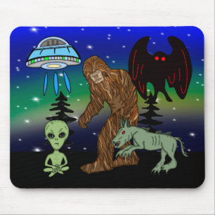 Alfombrilla De Ratón Criptidos, Pie, Sasquatch, Mothman, Alien, OVNI