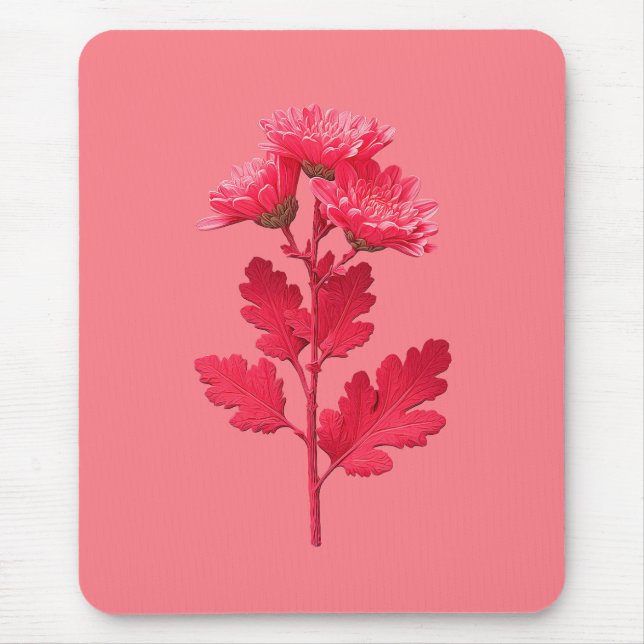 Alfombrilla De Ratón Crisantemo Rosa  (Frente)