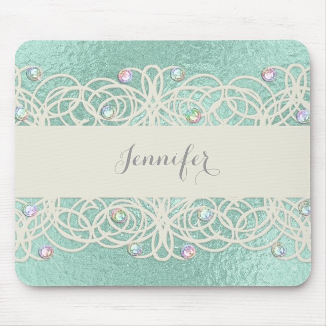 Alfombrilla De Ratón Cristales de arcoiris en verde menta (Frente)