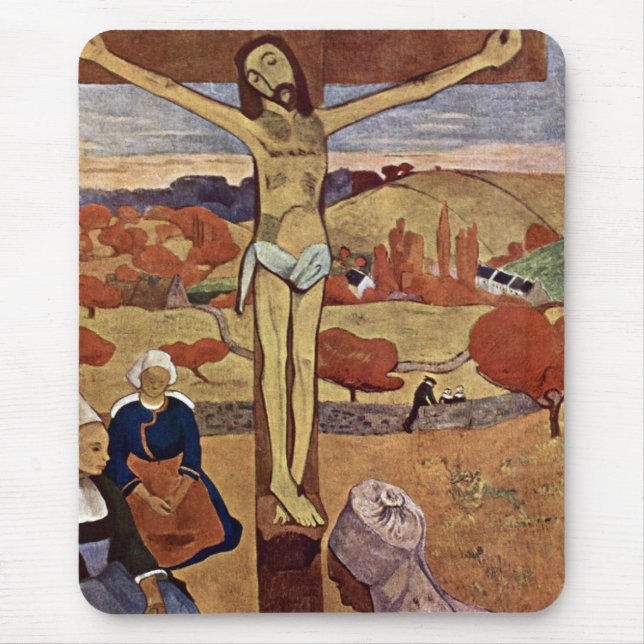 Alfombrilla De Ratón Cristo Amarillo de Paul Gauguin, Bella Artes Vinta (Frente)