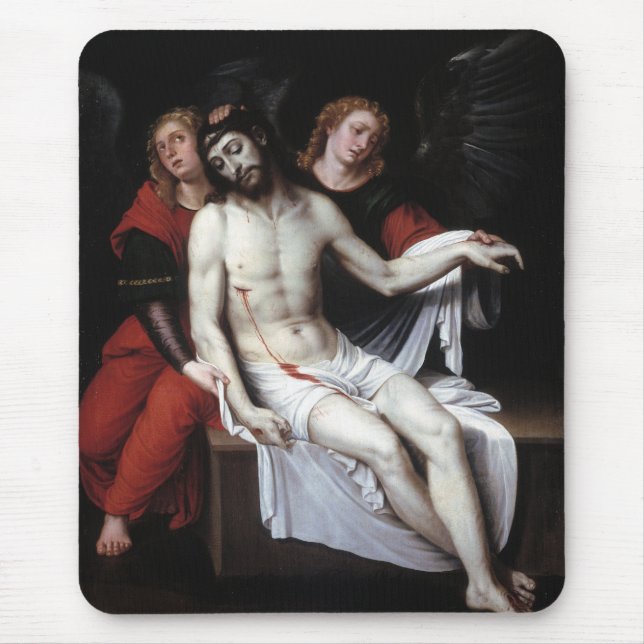 Alfombrilla De Ratón Cristo muerto apoyado por dos ángeles (Ribalta) (Frente)
