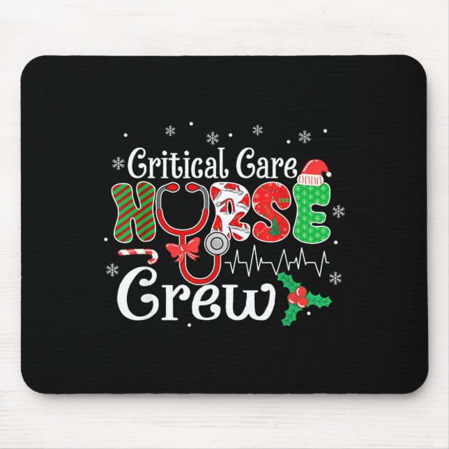 Alfombrilla De Ratón Critical Care Nurse Crew Stethoscope Santa Hat Chr (Frente)