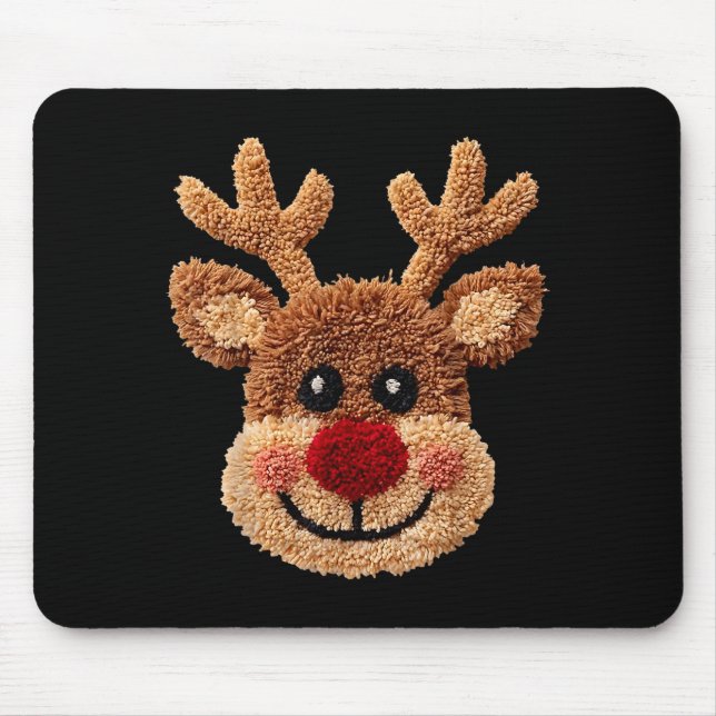 Alfombrilla De Ratón Crochet Reindeer Face Merry Christmas Girly Kids T (Frente)