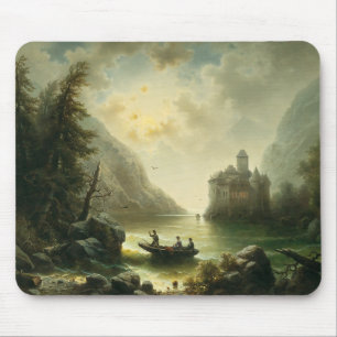 Alfombrilla De Ratón Crossing in a Moonlit Night - Albert Rieger