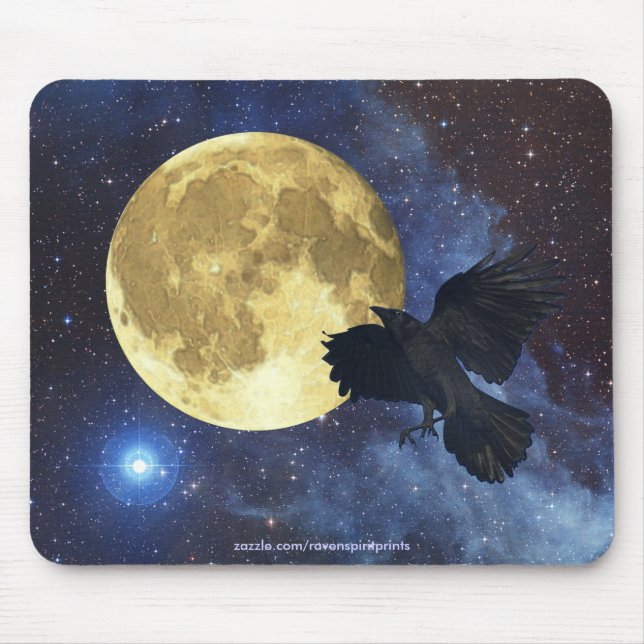 Alfombrilla De Ratón Crow, Luna y Mousepad del espacio ultraterrestre (Frente)