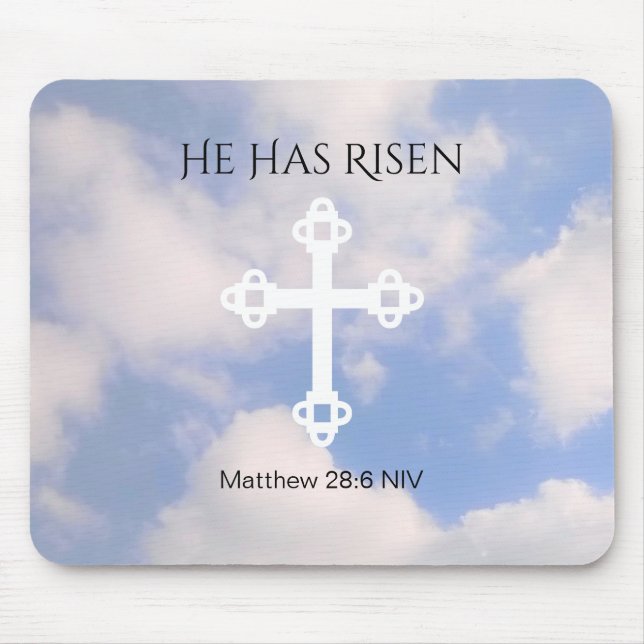 Alfombrilla De Ratón Cruce en cielo nublado Resurrección Regalo de Pasc (Frente)