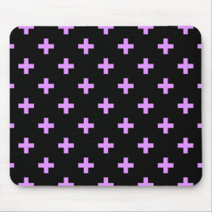 Alfombrilla De Ratón Cruces de Lilac Polka sobre negro