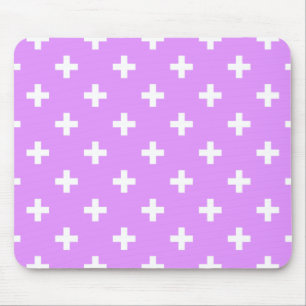 Alfombrilla De Ratón Cruces de polka blanca sobre lila