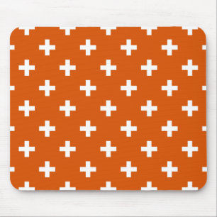 Alfombrilla De Ratón Cruces de polka blanca sobre naranja quemado