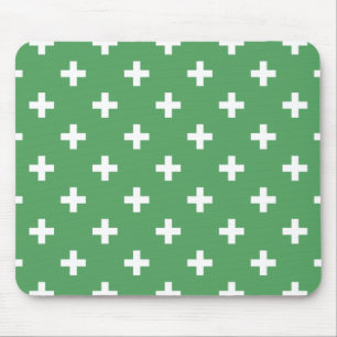Alfombrilla De Ratón Cruces de polka blanco sobre verde