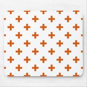 Alfombrilla De Ratón Cruces de polka naranja sobre blanco