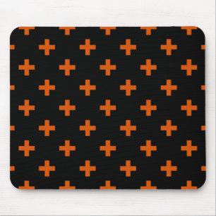 Alfombrilla De Ratón Cruces de polka naranja sobre negro