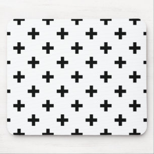 Alfombrilla De Ratón Cruces de polka negra sobre blanco